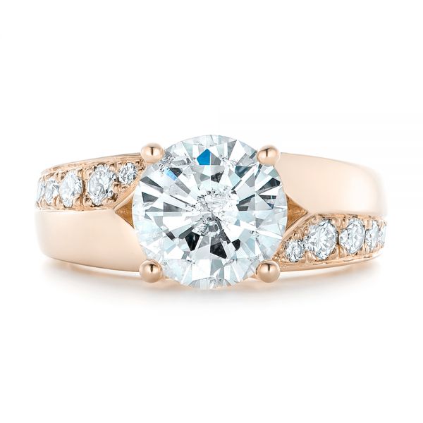 18k Rose Gold 18k Rose Gold Custom Diamond Engagement Ring - Top View -  102283