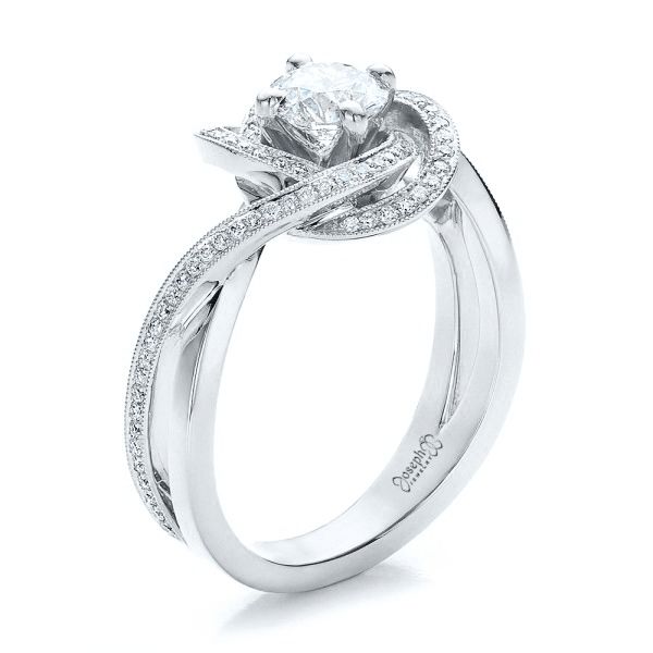 Unique Ladies Diamond Engagement Ring 1.28ct 14K White Gold 204962