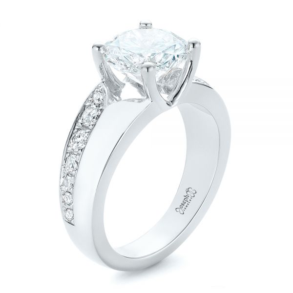 14k White Gold 14k White Gold Custom Diamond Engagement Ring - Three-Quarter View - 102283