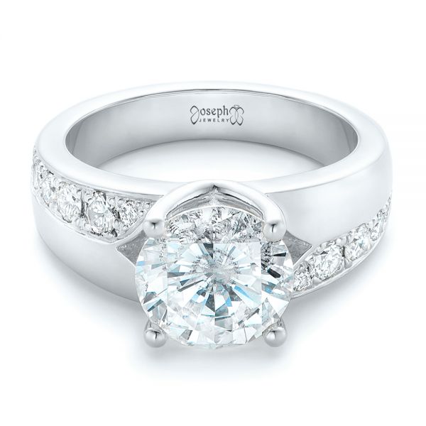 14k White Gold 14k White Gold Custom Diamond Engagement Ring - Flat View -  102283