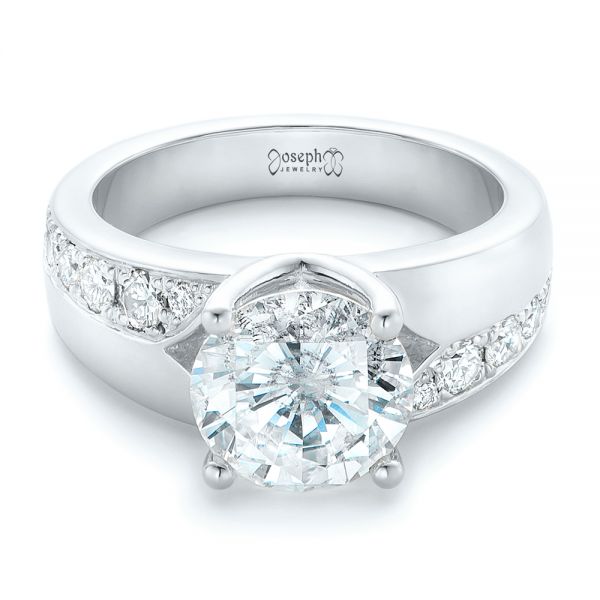 14k White Gold 14k White Gold Custom Diamond Engagement Ring - Flat View - 102283