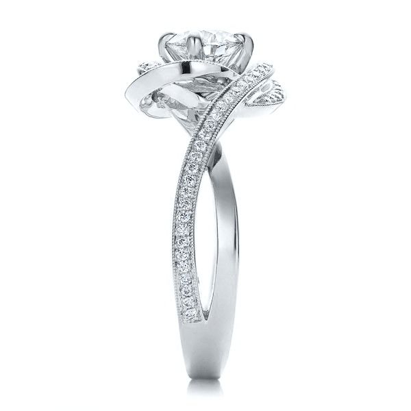 18k White Gold 18k White Gold Custom Diamond Engagement Ring - Side View -  100433