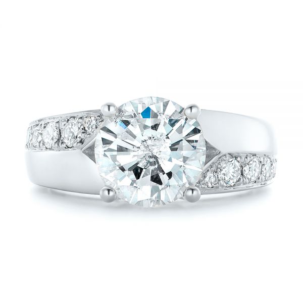 18k White Gold 18k White Gold Custom Diamond Engagement Ring - Top View -  102283