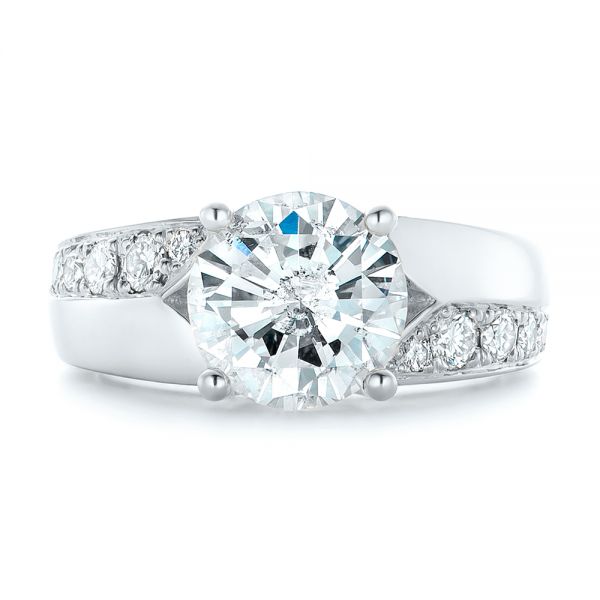 14k White Gold 14k White Gold Custom Diamond Engagement Ring - Top View - 102283