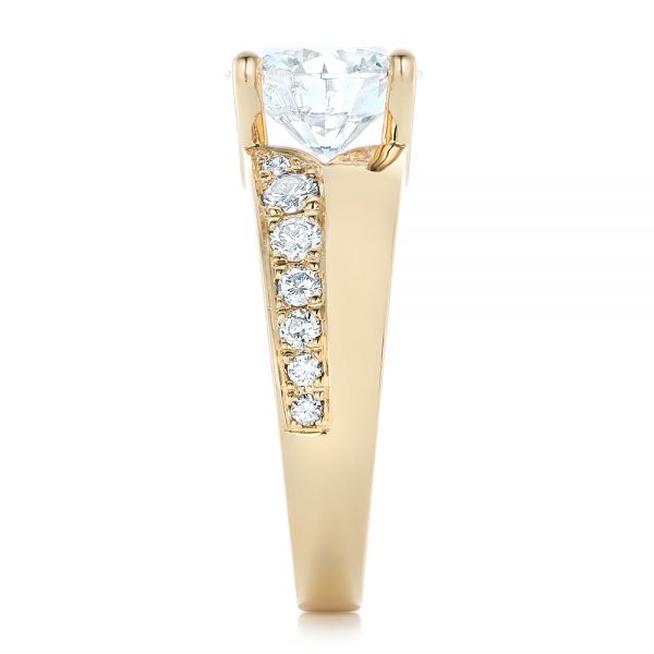 18k Yellow Gold 18k Yellow Gold Custom Diamond Engagement Ring - Side View -  102283