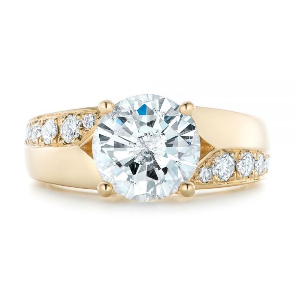 14k Yellow Gold Custom Diamond Engagement Ring - Top View -  102283