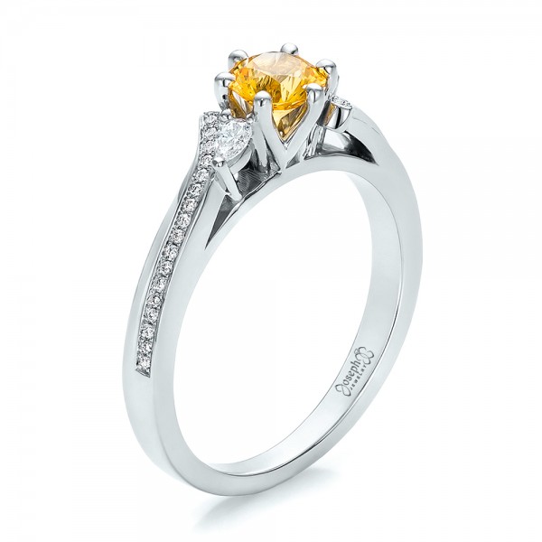 Custom Yellow Sapphire and Diamond Engagement Ring