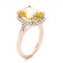 18k Rose Gold 18k Rose Gold Custom Yellow Sapphire And Diamond Engagement Ring - Three-Quarter View -  102129 - Thumbnail