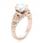 18k Rose Gold 18k Rose Gold Custom Yellow Sapphire And Diamond Engagement Ring - Three-Quarter View -  102872 - Thumbnail