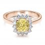 18k Rose Gold 18k Rose Gold Custom Yellow Sapphire And Diamond Engagement Ring - Flat View -  100036 - Thumbnail
