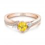 18k Rose Gold 18k Rose Gold Custom Yellow Sapphire And Diamond Engagement Ring - Flat View -  100621 - Thumbnail