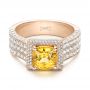 18k Rose Gold 18k Rose Gold Custom Yellow Sapphire And Diamond Engagement Ring - Flat View -  102025 - Thumbnail