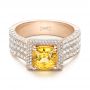 14k Rose Gold 14k Rose Gold Custom Yellow Sapphire And Diamond Engagement Ring - Flat View -  102025 - Thumbnail