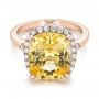 14k Rose Gold 14k Rose Gold Custom Yellow Sapphire And Diamond Engagement Ring - Flat View -  102129 - Thumbnail