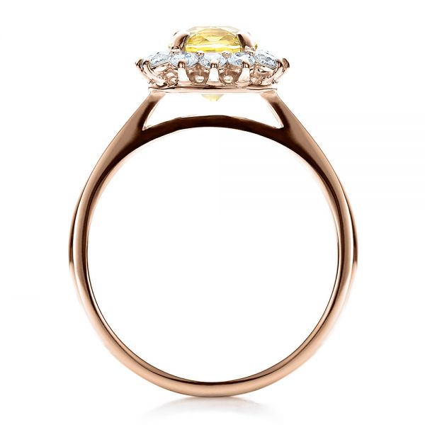 14k Rose Gold 14k Rose Gold Custom Yellow Sapphire And Diamond Engagement Ring - Front View -  100036