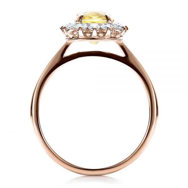 18k Rose Gold 18k Rose Gold Custom Yellow Sapphire And Diamond Engagement Ring - Front View - 100036