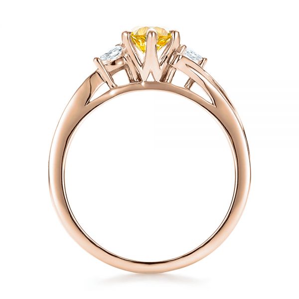 14k Rose Gold 14k Rose Gold Custom Yellow Sapphire And Diamond Engagement Ring - Front View -  100621