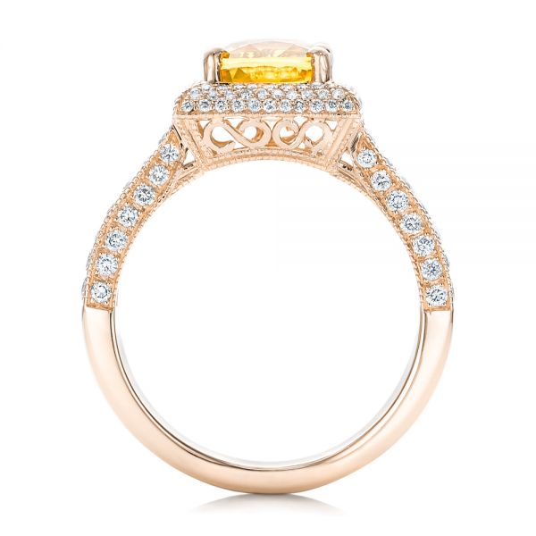 18k Rose Gold 18k Rose Gold Custom Yellow Sapphire And Diamond Engagement Ring - Front View -  102025