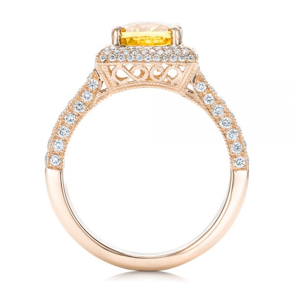14k Rose Gold 14k Rose Gold Custom Yellow Sapphire And Diamond Engagement Ring - Front View - 102025