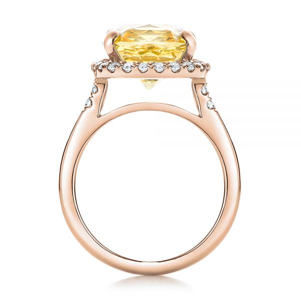 18k Rose Gold 18k Rose Gold Custom Yellow Sapphire And Diamond Engagement Ring - Front View - 102129