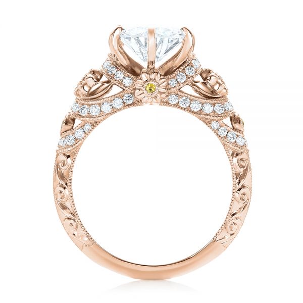 18k Rose Gold 18k Rose Gold Custom Yellow Sapphire And Diamond Engagement Ring - Front View - 102872