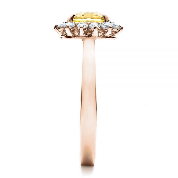 18k Rose Gold 18k Rose Gold Custom Yellow Sapphire And Diamond Engagement Ring - Side View -  100036