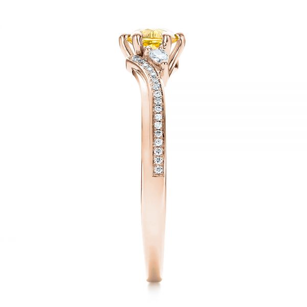 18k Rose Gold 18k Rose Gold Custom Yellow Sapphire And Diamond Engagement Ring - Side View -  100621