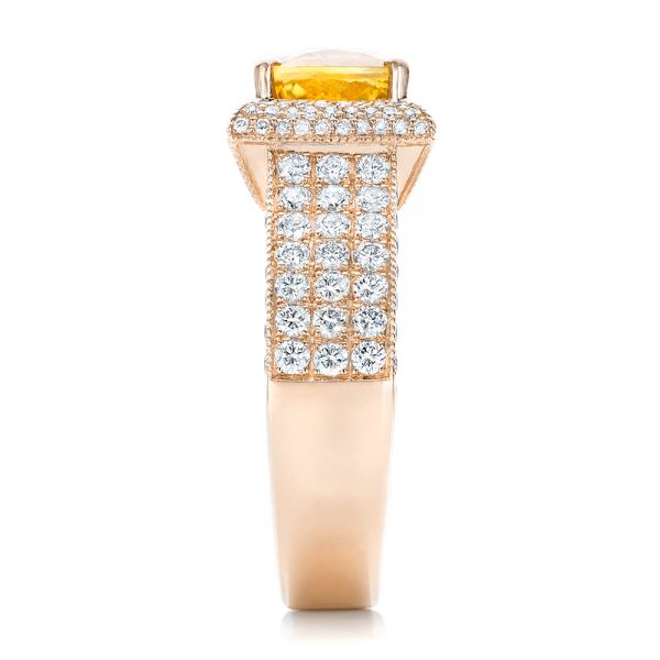 14k Rose Gold 14k Rose Gold Custom Yellow Sapphire And Diamond Engagement Ring - Side View - 102025