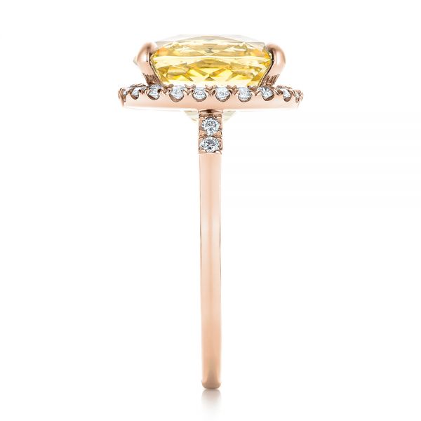 18k Rose Gold 18k Rose Gold Custom Yellow Sapphire And Diamond Engagement Ring - Side View -  102129