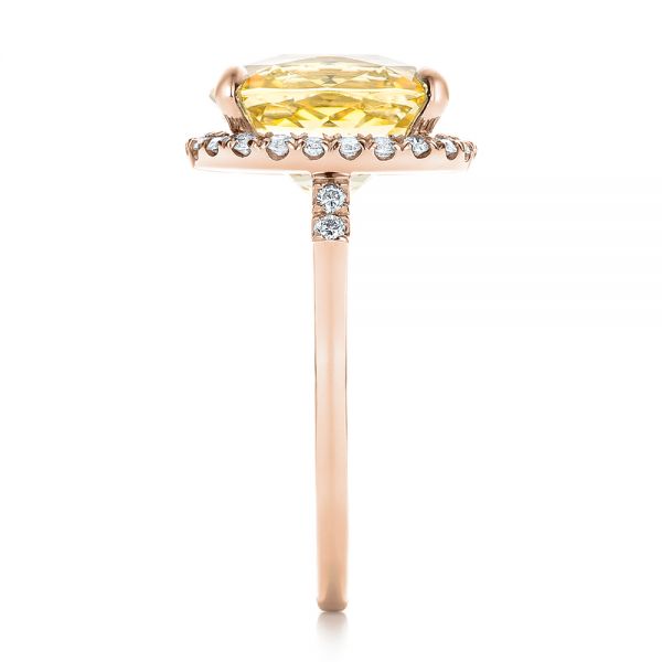 18k Rose Gold 18k Rose Gold Custom Yellow Sapphire And Diamond Engagement Ring - Side View - 102129