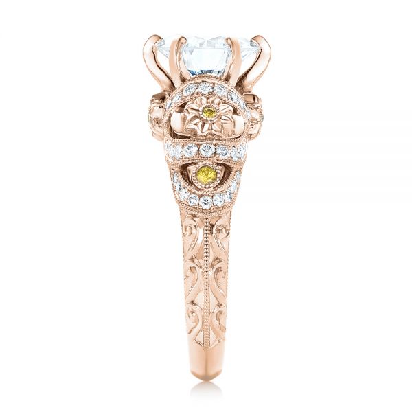 18k Rose Gold 18k Rose Gold Custom Yellow Sapphire And Diamond Engagement Ring - Side View - 102872