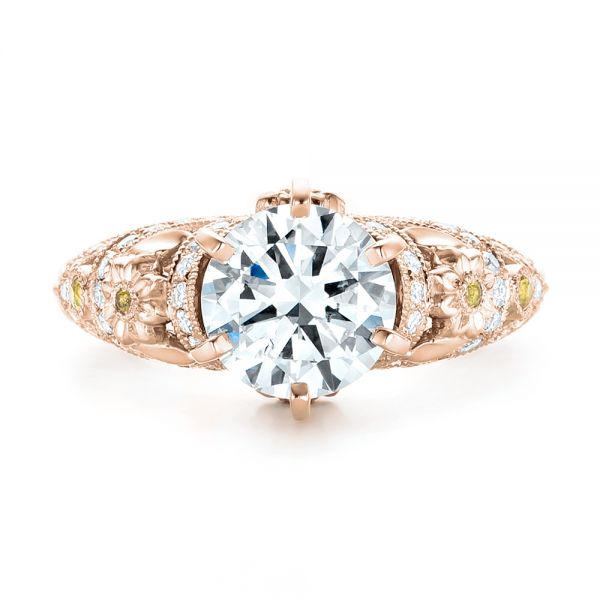 18k Rose Gold 18k Rose Gold Custom Yellow Sapphire And Diamond Engagement Ring - Top View - 102872