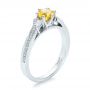 14k White Gold Custom Yellow Sapphire And Diamond Engagement Ring - Three-Quarter View -  100621 - Thumbnail