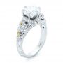 14k White Gold 14k White Gold Custom Yellow Sapphire And Diamond Engagement Ring - Three-Quarter View -  102872 - Thumbnail