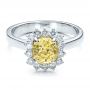 18k White Gold 18k White Gold Custom Yellow Sapphire And Diamond Engagement Ring - Flat View -  100036 - Thumbnail