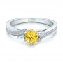 14k White Gold Custom Yellow Sapphire And Diamond Engagement Ring - Flat View -  100621 - Thumbnail