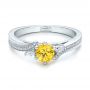 14k White Gold Custom Yellow Sapphire And Diamond Engagement Ring - Flat View -  100621 - Thumbnail