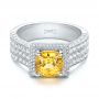 18k White Gold 18k White Gold Custom Yellow Sapphire And Diamond Engagement Ring - Flat View -  102025 - Thumbnail