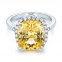 18k White Gold 18k White Gold Custom Yellow Sapphire And Diamond Engagement Ring - Flat View -  102129 - Thumbnail