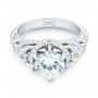 14k White Gold 14k White Gold Custom Yellow Sapphire And Diamond Engagement Ring - Flat View -  102872 - Thumbnail