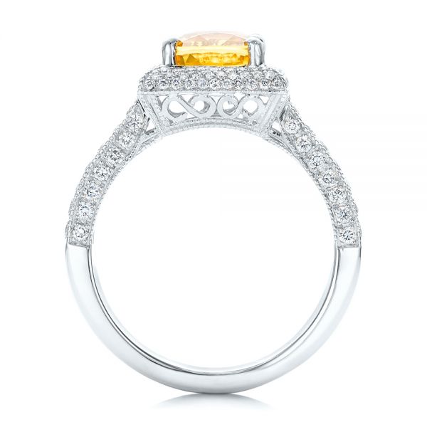 18k White Gold 18k White Gold Custom Yellow Sapphire And Diamond Engagement Ring - Front View -  102025
