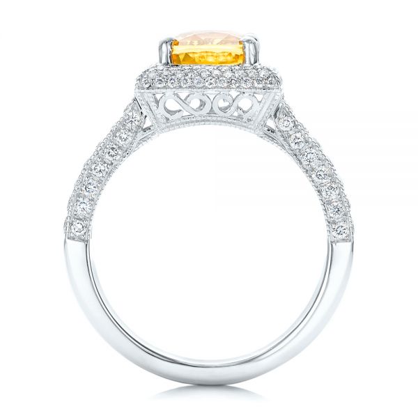 14k White Gold 14k White Gold Custom Yellow Sapphire And Diamond Engagement Ring - Front View - 102025