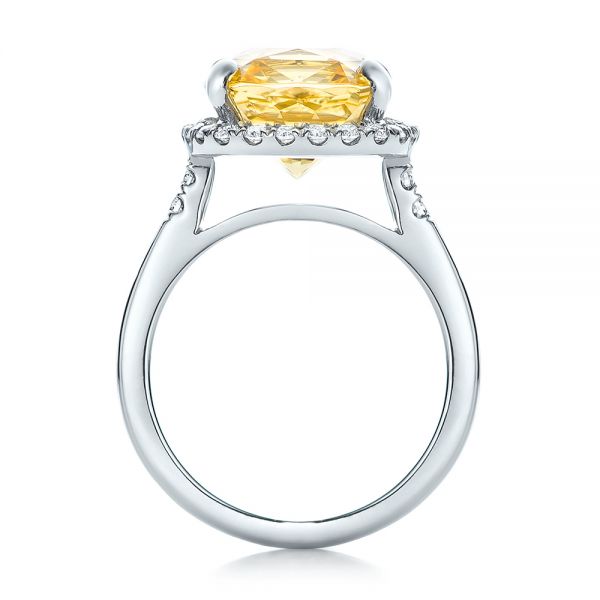  Platinum Custom Yellow Sapphire And Diamond Engagement Ring - Front View -  102129