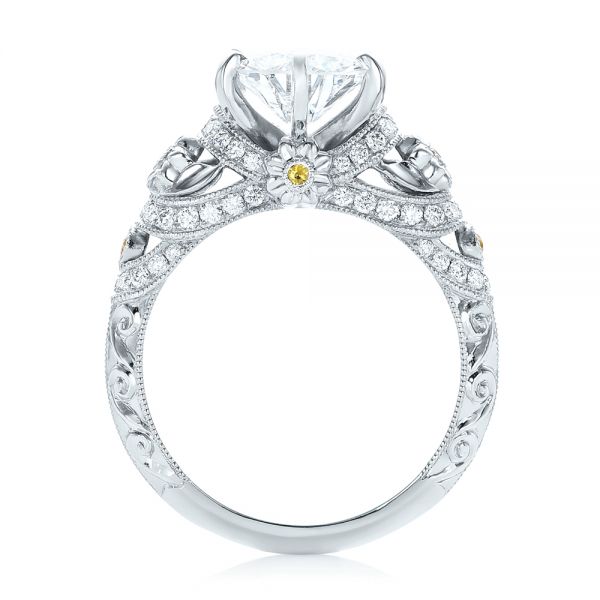  Platinum Custom Yellow Sapphire And Diamond Engagement Ring - Front View -  102872