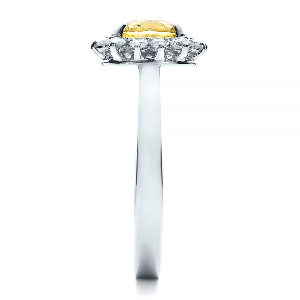14k White Gold Custom Yellow Sapphire And Diamond Engagement Ring - Side View -  100036