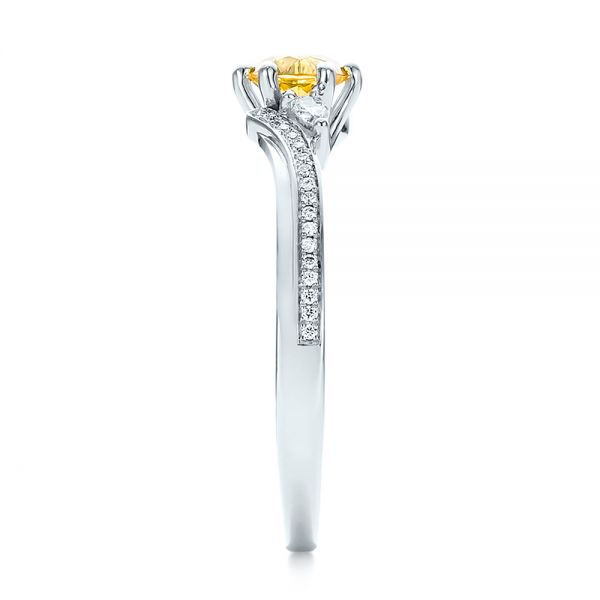  Platinum Platinum Custom Yellow Sapphire And Diamond Engagement Ring - Side View -  100621