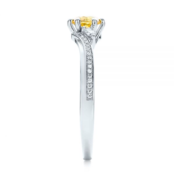 14k White Gold Custom Yellow Sapphire And Diamond Engagement Ring - Side View - 100621