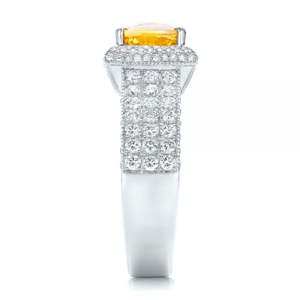 14k White Gold 14k White Gold Custom Yellow Sapphire And Diamond Engagement Ring - Side View - 102025