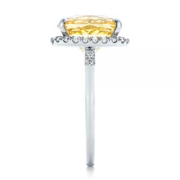  Platinum Custom Yellow Sapphire And Diamond Engagement Ring - Side View -  102129