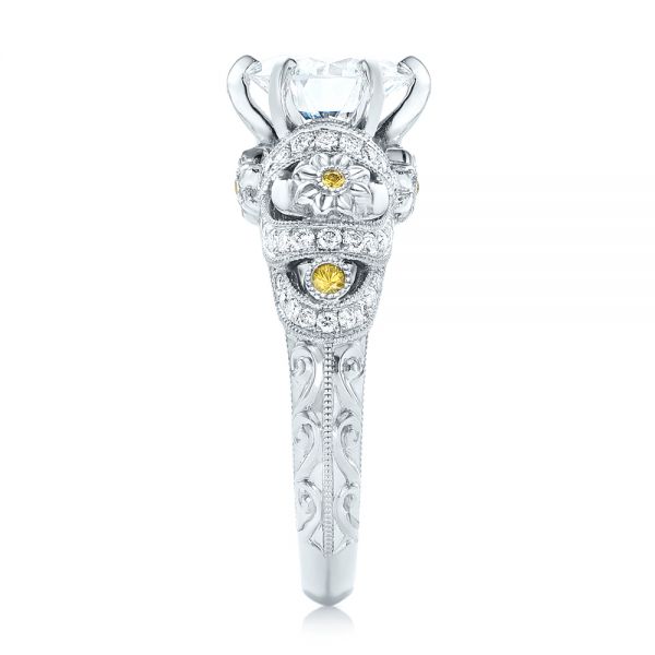 14k White Gold 14k White Gold Custom Yellow Sapphire And Diamond Engagement Ring - Side View -  102872